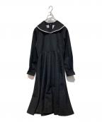 foufouフーフー）の古着「big lace collar jacquard dress」｜ブラック