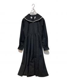foufou（フーフー）の古着「big lace collar jacquard dress」｜ブラック