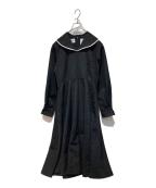 foufouフーフー）の古着「big lace collar jacquard dress」｜ブラック