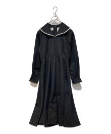 foufou（フーフー）の古着「big lace collar jacquard dress」｜ブラック