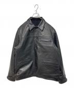 EDWINエドウィン）の古着「LEATHER CAR COAT」｜ブラック
