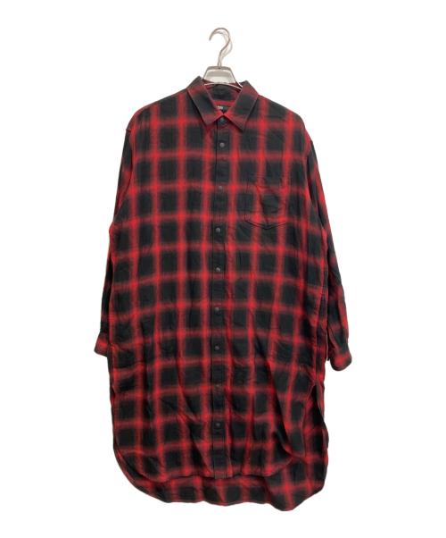 Rags McGREGOR（ラグスマックレガー）Rags McGREGOR (ラグスマックレガー) オンブレチェックロングシャツ レッド サイズ:Mの古着・服飾アイテム