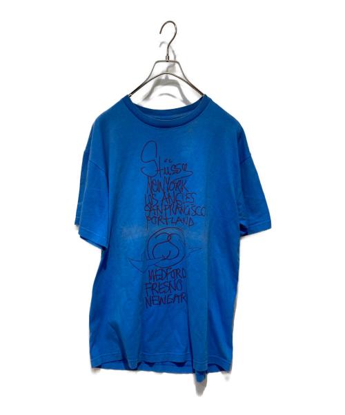 stussy（ステューシー）stussy (ステューシー) World tour Tee Mark Gonzales ブルー サイズ:Ｌの古着・服飾アイテム