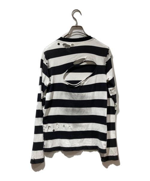 NUMBER (N)INE（ナンバーナイン）NUMBER (N)INE (ナンバーナイン) ダメージボーダーカットソー ホワイト×ブラック サイズ:１の古着・服飾アイテム