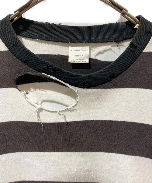 NUMBER (N)INE（ナンバーナイン）NUMBER (N)INE (ナンバーナイン) ダメージボーダーカットソー ホワイト×ブラック サイズ:１の古着・服飾アイテム