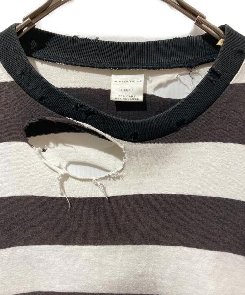 NUMBER (N)INE（ナンバーナイン）NUMBER (N)INE (ナンバーナイン) ダメージボーダーカットソー ホワイト×ブラック サイズ:１の古着・服飾アイテム