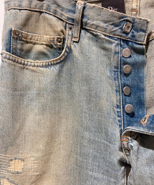 DIOR HOMME（ディオール オム）DIOR HOMME (ディオール オム) ダメージ&リペア加工スキニーデニム インディゴ サイズ:28の古着・服飾アイテム