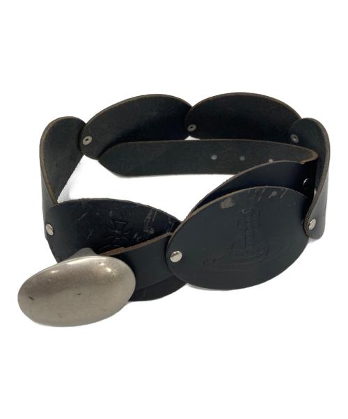 Vivienne Westwood（ヴィヴィアンウエストウッド）Vivienne Westwood (ヴィヴィアンウエストウッド) シルバーバックルレザーベルト ブラックの古着・服飾アイテム