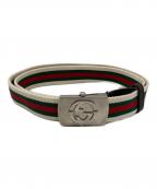 GUCCIグッチ）の古着「GGロゴバックル ラインガチャベルト」｜マルチカラー