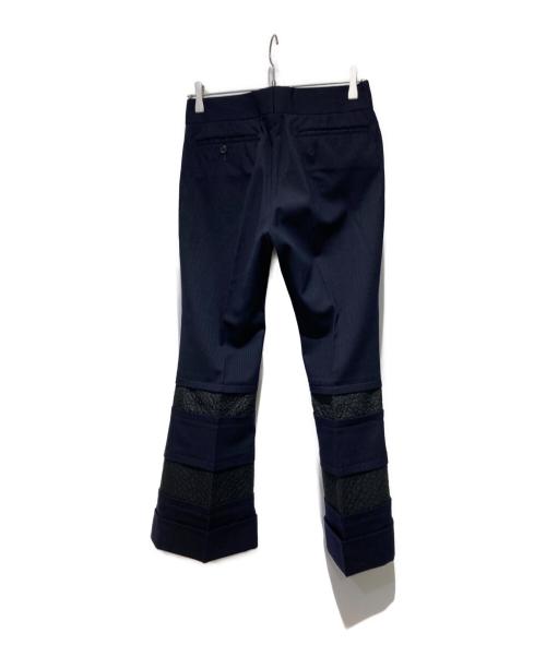 COMME des GARCONS（コムデギャルソン）COMME des GARCONS (コムデギャルソン) ウールブレンド ストライプ柄 スラックスパンツ ネイビー サイズ:Sの古着・服飾アイテム