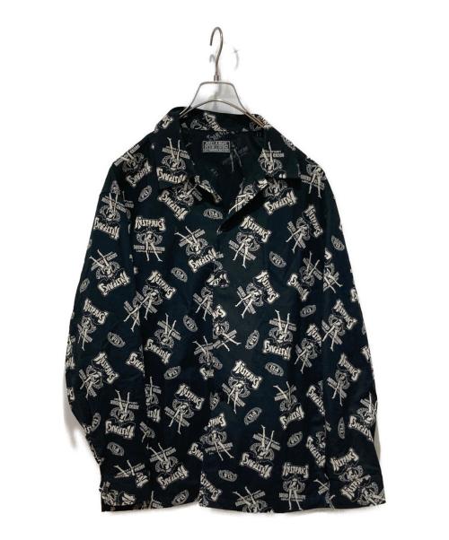 Hysteric Glamour（ヒステリックグラマー）Hysteric Glamour (ヒステリックグラマー) BAD ASS WHISKY柄 フラットカラーシャツ ブラック サイズ:Sの古着・服飾アイテム