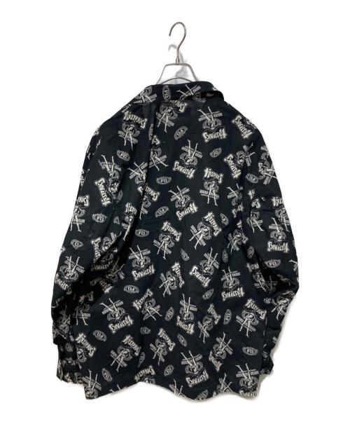 Hysteric Glamour（ヒステリックグラマー）Hysteric Glamour (ヒステリックグラマー) BAD ASS WHISKY柄 フラットカラーシャツ ブラック サイズ:Sの古着・服飾アイテム
