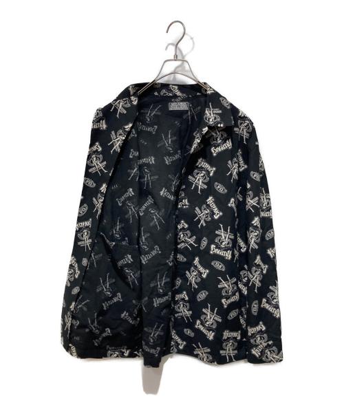 Hysteric Glamour（ヒステリックグラマー）Hysteric Glamour (ヒステリックグラマー) BAD ASS WHISKY柄 フラットカラーシャツ ブラック サイズ:Sの古着・服飾アイテム