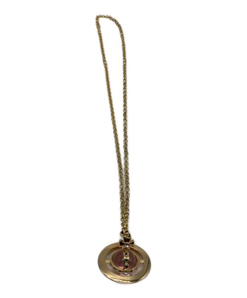 Vivienne Westwood（ヴィヴィアンウエストウッド）Vivienne Westwood (ヴィヴィアンウエストウッド) スモールオーブネックレス ゴールド×ピンクの古着・服飾アイテム
