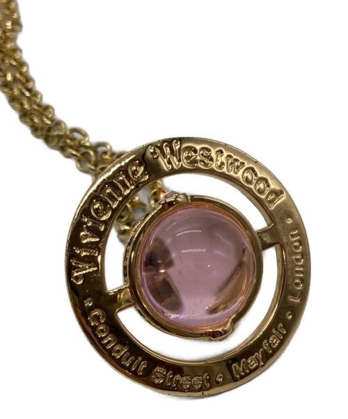 Vivienne Westwood（ヴィヴィアンウエストウッド）Vivienne Westwood (ヴィヴィアンウエストウッド) スモールオーブネックレス ゴールド×ピンクの古着・服飾アイテム