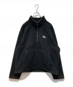 stussyステューシー）の古着「Half Zip Mock Neck」｜ブラック