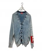 DIESELディーゼル）の古着「ブリーチ加工カーディガン」｜ブルー