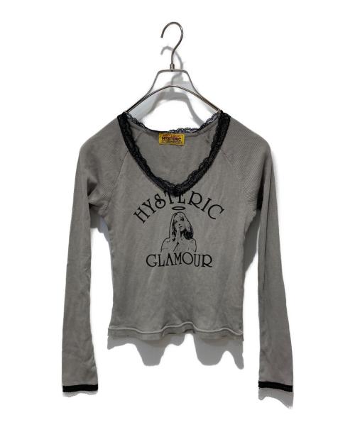 Hysteric Glamour（ヒステリックグラマー）Hysteric Glamour (ヒステリックグラマー) ショート丈Tシャツ グレー サイズ:FREEの古着・服飾アイテム
