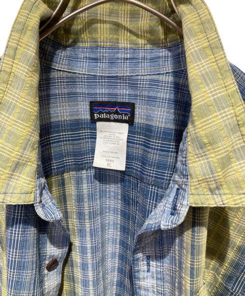 Patagonia（パタゴニア）Patagonia (パタゴニア) 半袖シャツ グリーン×ブルー サイズ:XLの古着・服飾アイテム
