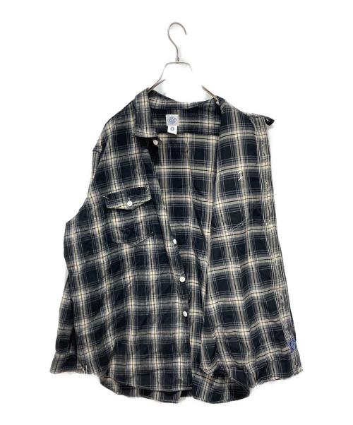 POST O'ALLS（ポストオーバーオールズ）POST O'ALLS (ポストオーバーオールズ) チェックネルシャツ グレー サイズ:XLの古着・服飾アイテム