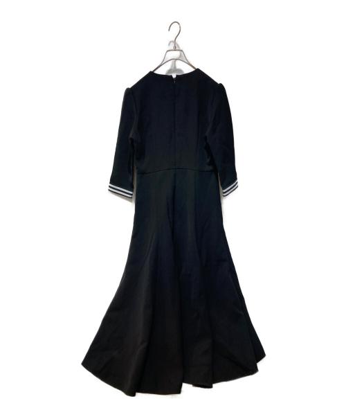 BORDERS at BALCONY（ボーダーズアットバルコニー）BORDERS at BALCONY (ボーダーズアットバルコニー) BORDER CUFF TWILL リタッチブルスリーブワンピース ブラック サイズ:36の古着・服飾アイテム