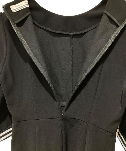 BORDERS at BALCONY（ボーダーズアットバルコニー）BORDERS at BALCONY (ボーダーズアットバルコニー) BORDER CUFF TWILL リタッチブルスリーブワンピース ブラック サイズ:36の古着・服飾アイテム