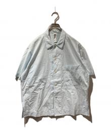 MHL（マーガレットハウエル）の古着「HIGH TWISTED COTTON POPLIN SS SHIRT (BLUE)」｜ブルー