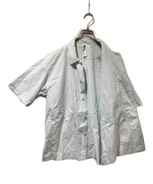 MHL（マーガレットハウエル）MHL (エムエイチエル) HIGH TWISTED COTTON POPLIN SS SHIRT (BLUE) ブルー サイズ:Mの古着・服飾アイテム
