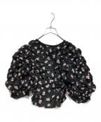 CLANE×MINAMI TANAKAクラネ×ミナミ タナカ）の古着「W FACE FLOWER JACQUARD SHIRRING TOPS」｜ブラック