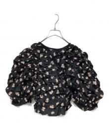 CLANE×MINAMI TANAKA（クラネ×ミナミ タナカ）の古着「W FACE FLOWER JACQUARD SHIRRING TOPS」｜ブラック