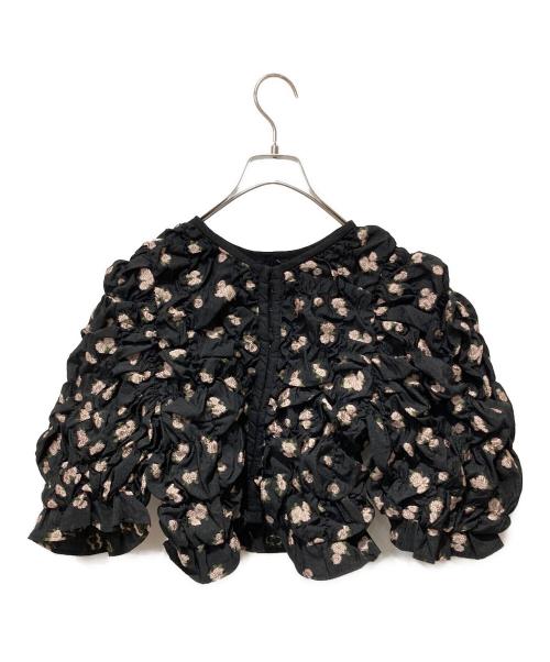 CLANE（クラネ）CLANE (クラネ) MINAMI TANAKA (ミナミ タナカ) W FACE FLOWER JACQUARD SHIRRING TOPS ブラック サイズ:１の古着・服飾アイテム