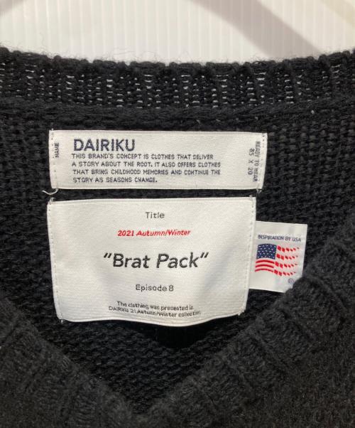 DAIRIKU（ダイリク）DAIRIKU (ダイリク) Flower Cross Embroidery Border Knit ブラック サイズ:ＦＲＥＥの古着・服飾アイテム