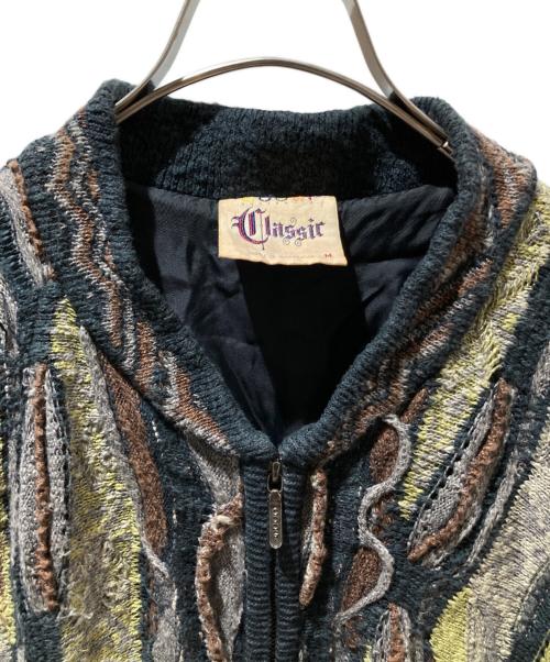 Coogi（クージー）COOGI (クージー) ジップアップ3Dニット ブラウン サイズ:Mの古着・服飾アイテム