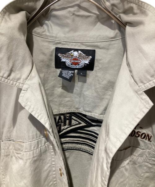 HARLEY-DAVIDSON（ハーレーダビッドソン）HARLEY-DAVIDSON (ハーレーダビッドソン) 半袖シャツ ベージュ サイズ:Ｌの古着・服飾アイテム