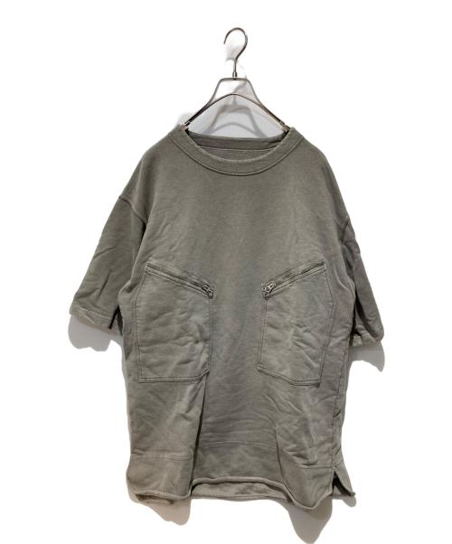 JIL SANDER（ジルサンダー）JIL SANDER (ジルサンダー) ジップポケットS/SスウェットTシャツ グレー サイズ:XLの古着・服飾アイテム