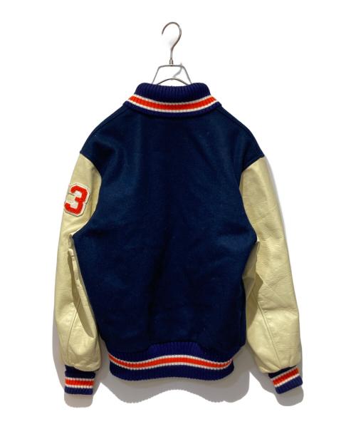 ALBION（アルビオン）ALBION (アルビオン) レザー切替スタジャン ネイビー×ベージュ サイズ:40の古着・服飾アイテム