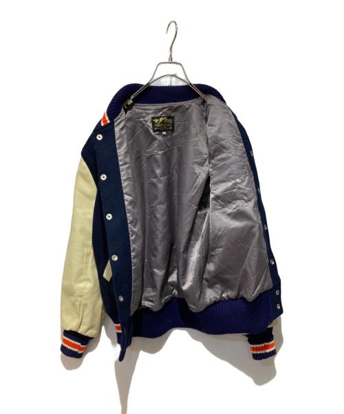 ALBION（アルビオン）ALBION (アルビオン) レザー切替スタジャン ネイビー×ベージュ サイズ:40の古着・服飾アイテム