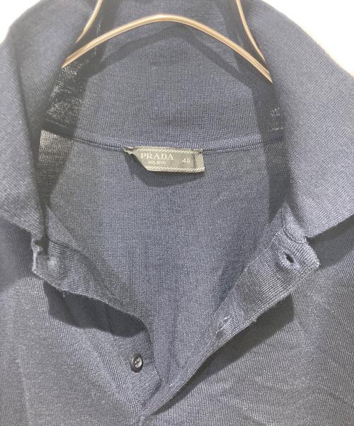 PRADA（プラダ）PRADA (プラダ) ニットポロシャツ ネイビー サイズ:46の古着・服飾アイテム