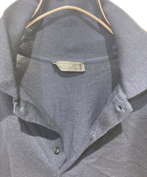 PRADA（プラダ）PRADA (プラダ) ニットポロシャツ ネイビー サイズ:46の古着・服飾アイテム