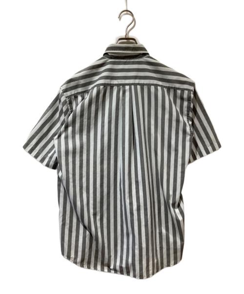 stussy（ステューシー）stussy (ステューシー) 花柄ストライプ切替S/Sシャツ グレー サイズ:Mの古着・服飾アイテム
