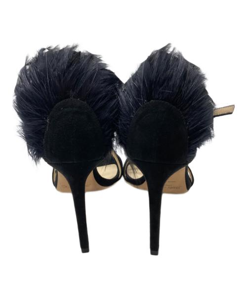 JIMMY CHOO（ジミーチュウ）JIMMY CHOO (ジミーチュウ) ブラックファーハイヒール ブラック サイズ:36の古着・服飾アイテム