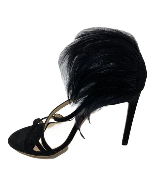 JIMMY CHOO（ジミーチュウ）JIMMY CHOO (ジミーチュウ) ブラックファーハイヒール ブラック サイズ:36の古着・服飾アイテム