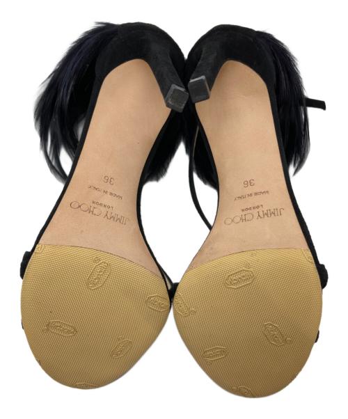 JIMMY CHOO（ジミーチュウ）JIMMY CHOO (ジミーチュウ) ブラックファーハイヒール ブラック サイズ:36の古着・服飾アイテム