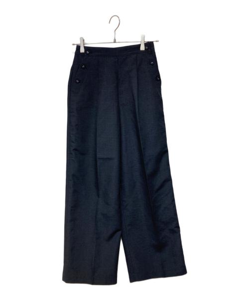 tricot COMME des GARCONS（トリココムデギャルソン）tricot COMME des GARCONS (トリココムデギャルソン) フロントボタンデザインワイドスラックス ネイビー サイズ:Mの古着・服飾アイテム