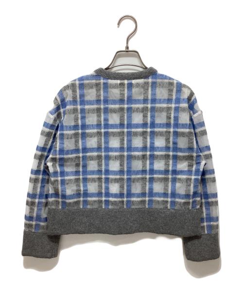 BALLSEY（ボールジィ）BALLSEY (ボールジィ) ヘアリープラッドエンブロイダリーコンビ ショートクルーネックジャケット グレー サイズ:36の古着・服飾アイテム