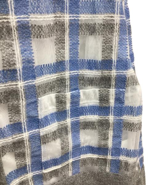 BALLSEY（ボールジィ）BALLSEY (ボールジィ) ヘアリープラッドエンブロイダリーコンビ ショートクルーネックジャケット グレー サイズ:36の古着・服飾アイテム