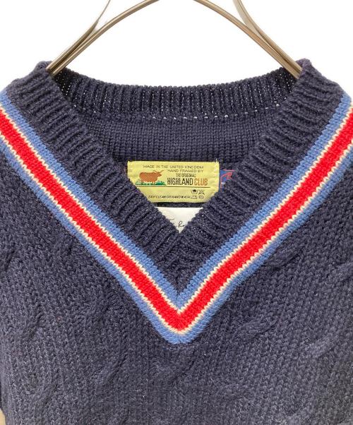 Adam et Rope（アダム エ ロペ）Adam et Rope (アダム エ ロペ) HIGHLAND CLUB (ハイランドクラブ) Vネックニット ネイビー サイズ:XLの古着・服飾アイテム
