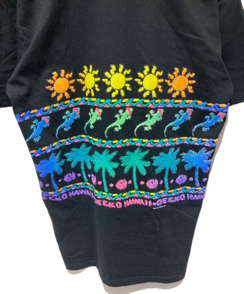 Gecko Hawaii（ゲッコー ハワイ）Gecko Hawaii (ゲッコー ハワイ) ネオンプリントTシャツ ブラック サイズ:Mの古着・服飾アイテム