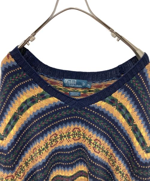 POLO RALPH LAUREN（ポロ・ラルフローレン）POLO RALPH LAUREN (ポロ・ラルフローレン) カシミヤ混ノルディックニット ネイビー サイズ:XLの古着・服飾アイテム