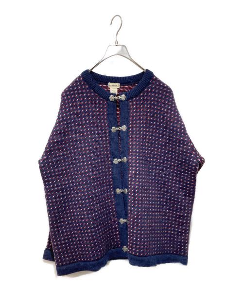 L.L.Bean（エルエルビーン）L.L.Bean (エルエルビーン) バーズアイウールカーディガン ネイビー×レッド サイズ:XLの古着・服飾アイテム